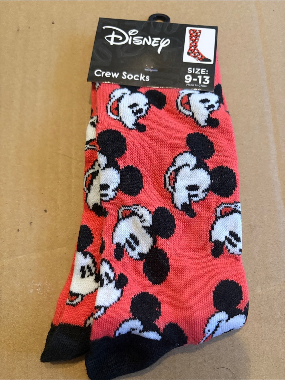 Disney unisex Red Mickey Mouse Crew Socks
